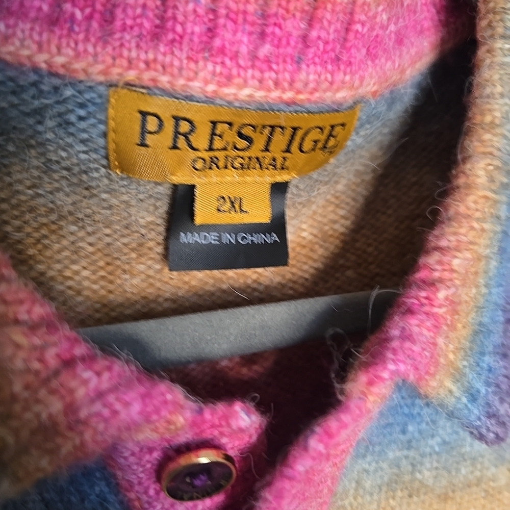 Prestige Mens 2XL Sweater, Wool Vicose Blend, Ombre Multicolored